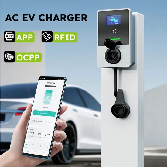 función montada en la pared de APP de la tarjeta RFID del aparato electrodoméstico elegante del cargador de la CA EV de la fábrica de 22kw 32A