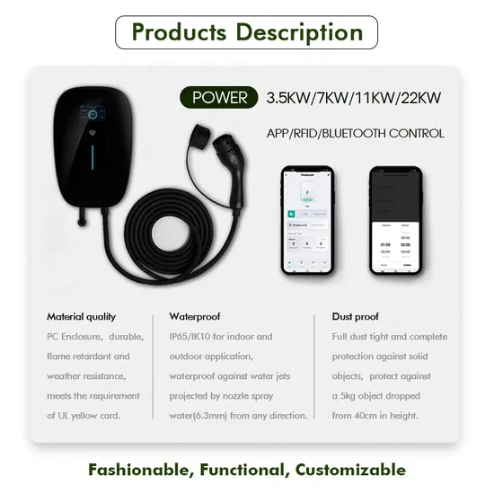 Cargador tipo 2, estación de carga Wallbox EV, enchufe monofásico RFID, 7kw, 11kw, cargador EV tipo 2