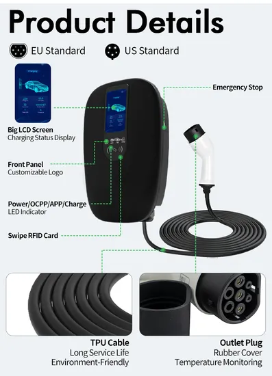 Estación de carga rápida para el hogar de CA Wallbox EV, estación de carga para coche eléctrico, 22kw