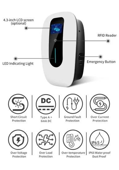 Cargador EV Wallbox RFID 7kw tipo 2 con aplicación